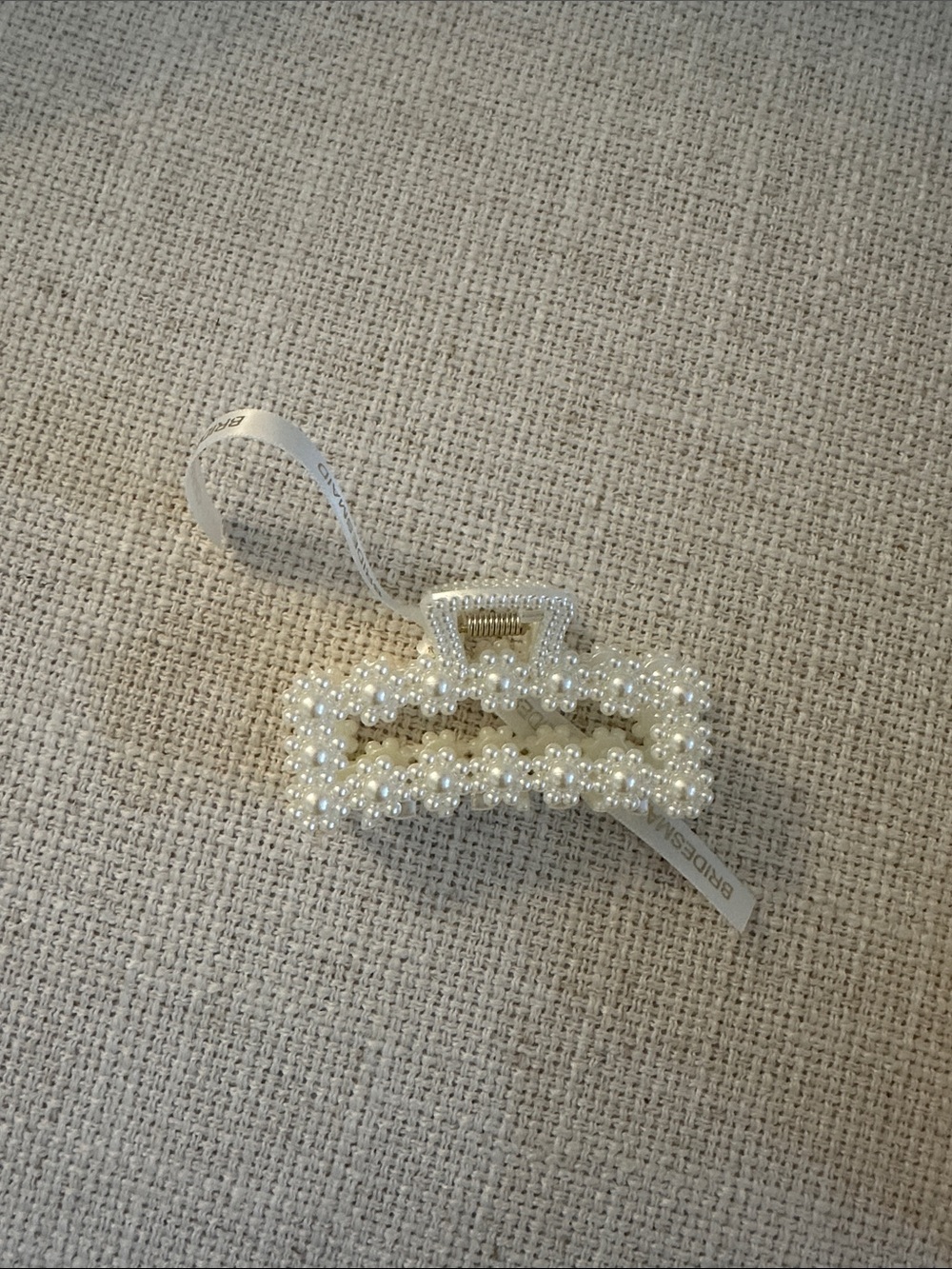 Beaded Pearl Hair Claw Clip - White